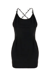 Black stretch polyester blend mini dress -  | Wise