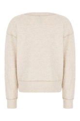 Melange ivory cotton blend oversize sweatshirt -  | Wise