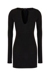 Black stretch viscose mini dress -  | Wise