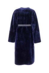 Blue shearling reversible coat -  | Wise