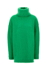 Abito oversize in misto mohair stretch verde prato -  | Wise