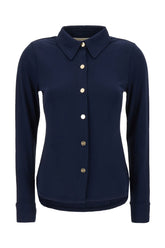 Navy blue stretch viscose shirt -  | Wise