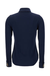 Navy blue stretch viscose shirt -  | Wise