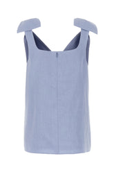 Powder blue denim linen top -  | Wise