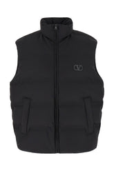 Black stretch nylon blend sleeveless padded jacket -  | Wise