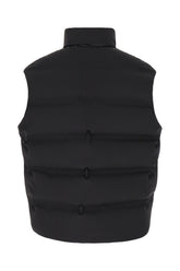 Black stretch nylon blend sleeveless padded jacket -  | Wise