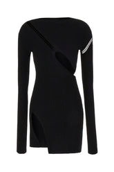 Black stretch viscose mini dress -  | Wise