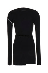 Black stretch viscose mini dress -  | Wise