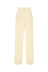 Cream stretch wool pants -  | Wise