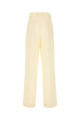 Cream stretch wool pants -  | Wise