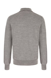 Melange grey wool polo shirt -  | Wise