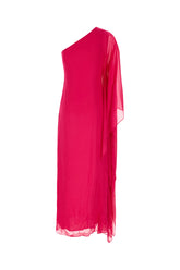 Fuchsia silk long dress -  | Wise