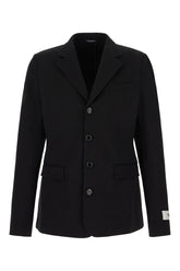 Black stretch cotton blend blazer -  | Wise