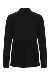 Black stretch cotton blend blazer -  | Wise