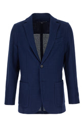 Blue cotton blend blazer -  | Wise