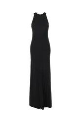 Black acetate blend long dress -  | Wise