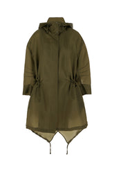 Parka oversize in organza verde militare -  | Wise