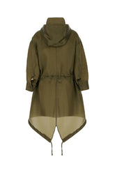 Parka oversize in organza verde militare -  | Wise