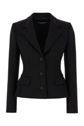 Black stretch wool blend blazer -  | Wise