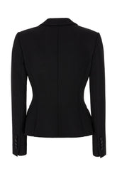 Black stretch wool blend blazer -  | Wise