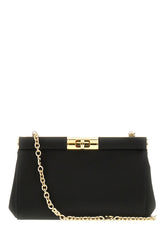 Black satin Marlene clutch -  | Wise