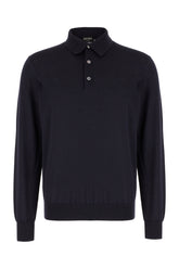 Midnight blue cashmere blend polo shirt -  | Wise