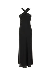 Black triacetate blend long dress -  | Wise