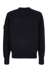 Navy blue stretch cotton sweater -  | Wise