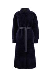 Midnight blue shearling reversible coat -  | Wise