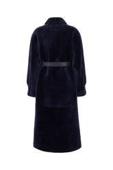 Midnight blue shearling reversible coat -  | Wise