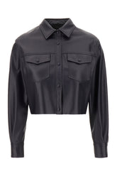 Midnight blue nappa leather shirt -  | Wise