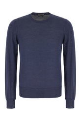 Navy blue cashmere and silk sweater -  | Wise