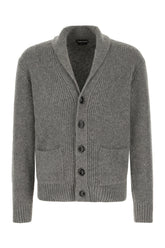 Cardigan grigio in cashmere e seta -  | Wise