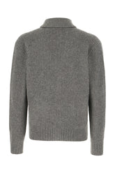 Cardigan grigio in cashmere e seta -  | Wise