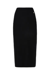 Black stretch viscose blend skirt -  | Wise