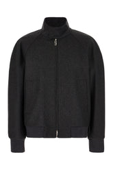 Dark grey stretch cashmere bomber jacket -  | Wise