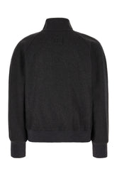 Dark grey stretch cashmere bomber jacket -  | Wise