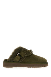 Military green suede slippers -  | Wise