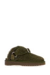 Military green suede slippers -  | Wise