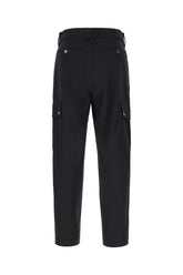 Black stretch cotton blend pants -  | Wise