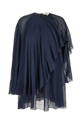 Navy blue silk mini dress -  | Wise