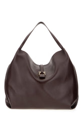 Aubergine leather shopping bag -  | Wise