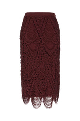 Burgundy stretch silk blend skirt -  | Wise