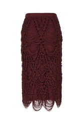 Burgundy stretch silk blend skirt -  | Wise