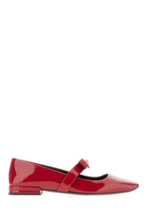 Red leather Gianni ribbon ballerinas -  | Wise