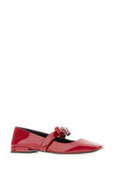 Red leather Gianni ribbon ballerinas -  | Wise