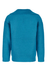 Maglione oversize in misto seta azzurro fluo -  | Wise