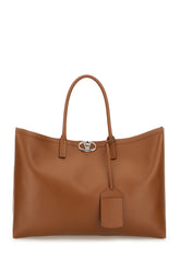 Brown leather medium VLogo Locker shopping bag -  | Wise