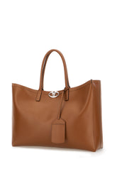 Brown leather medium VLogo Locker shopping bag -  | Wise