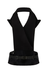 Black satin vest -  | Wise